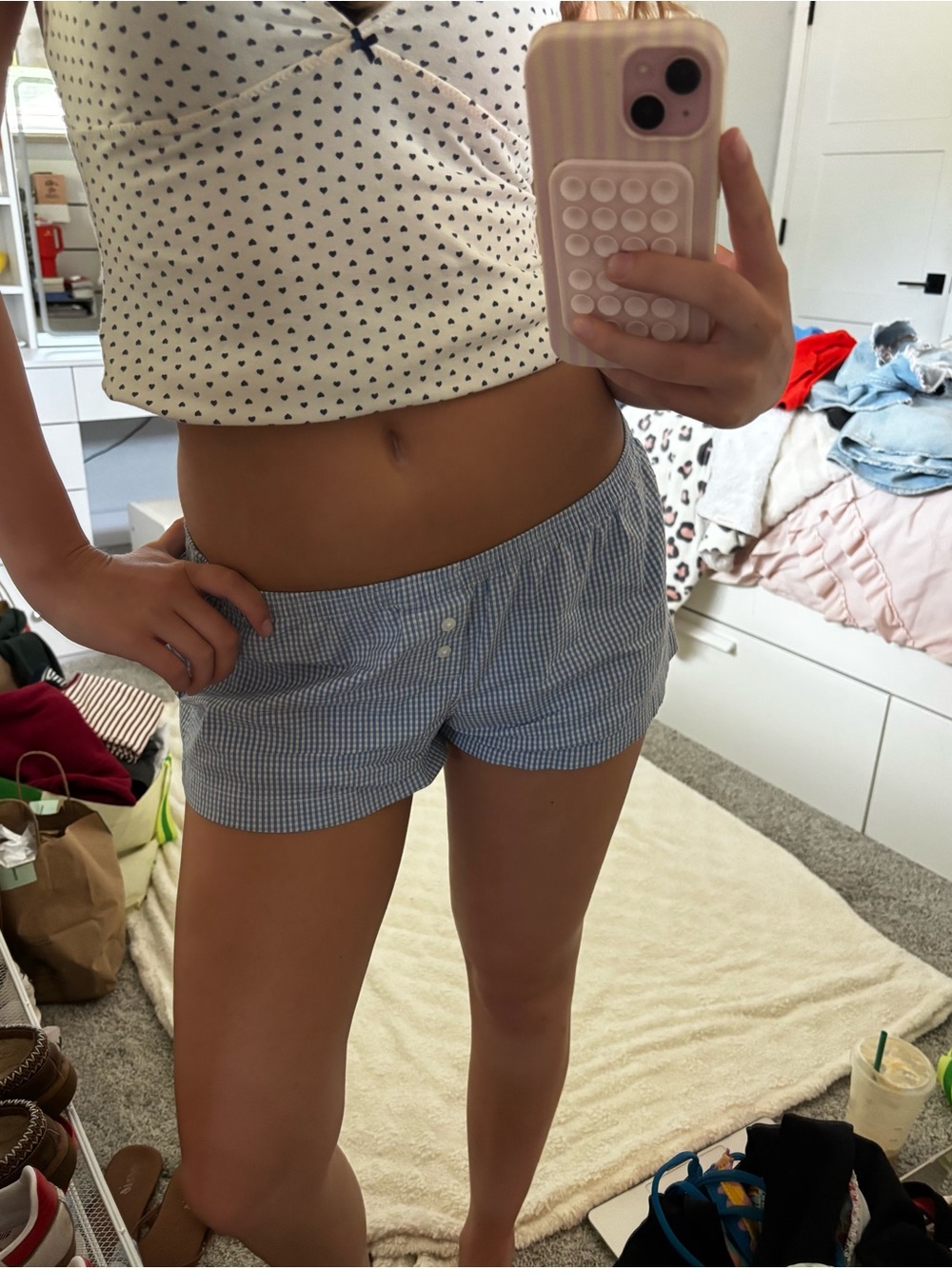 Brandy Melville Blue Gingham Sleep Shorts